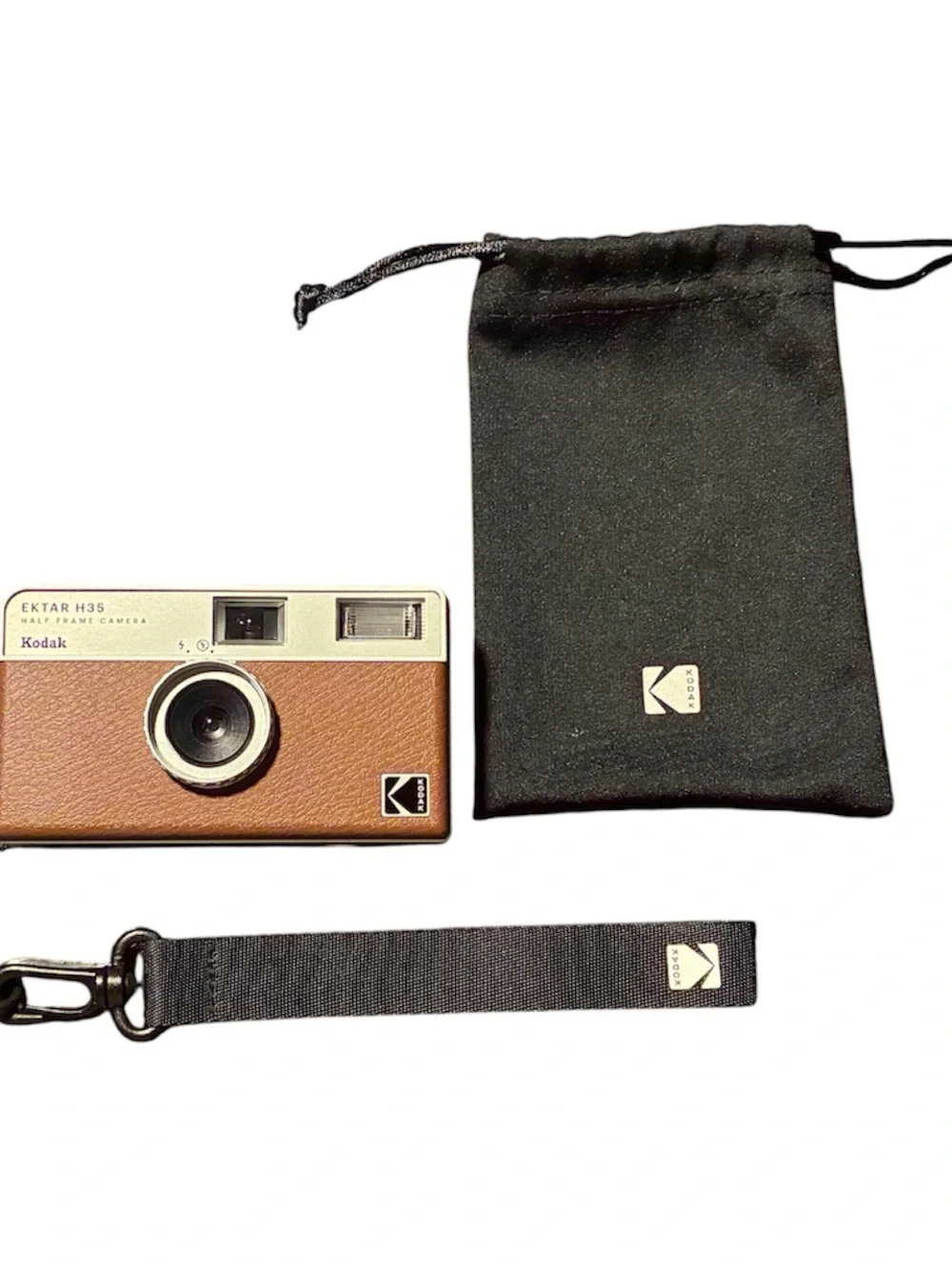 Kodak Ektar H35 Brown and Black Film Camera with Black Strap and Pouch